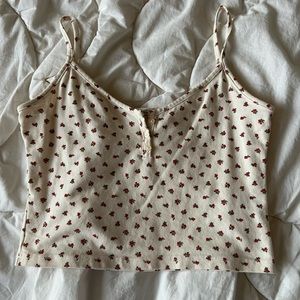 Brandy Melville Cropped Floral Tank Top